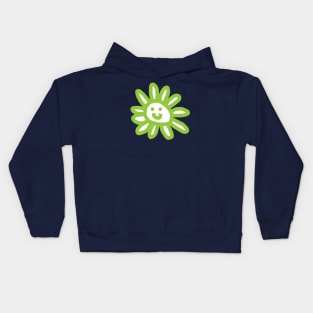 Green Daisy Flower Smiley Face Graphic Kids Hoodie